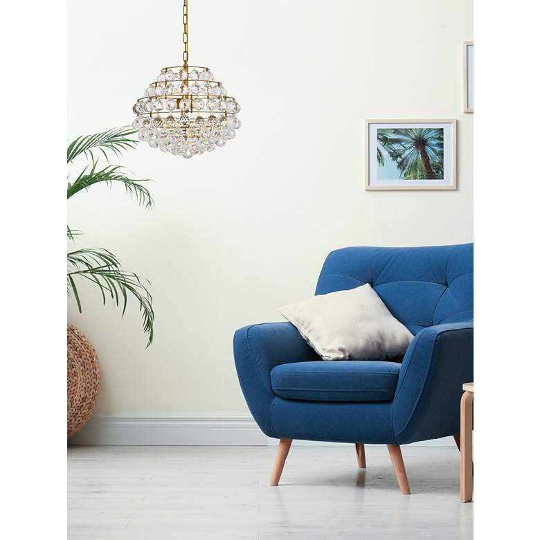 Image 1 Savannah 16" Wide Brass Crystal 3-Light Tiered Pendant in scene