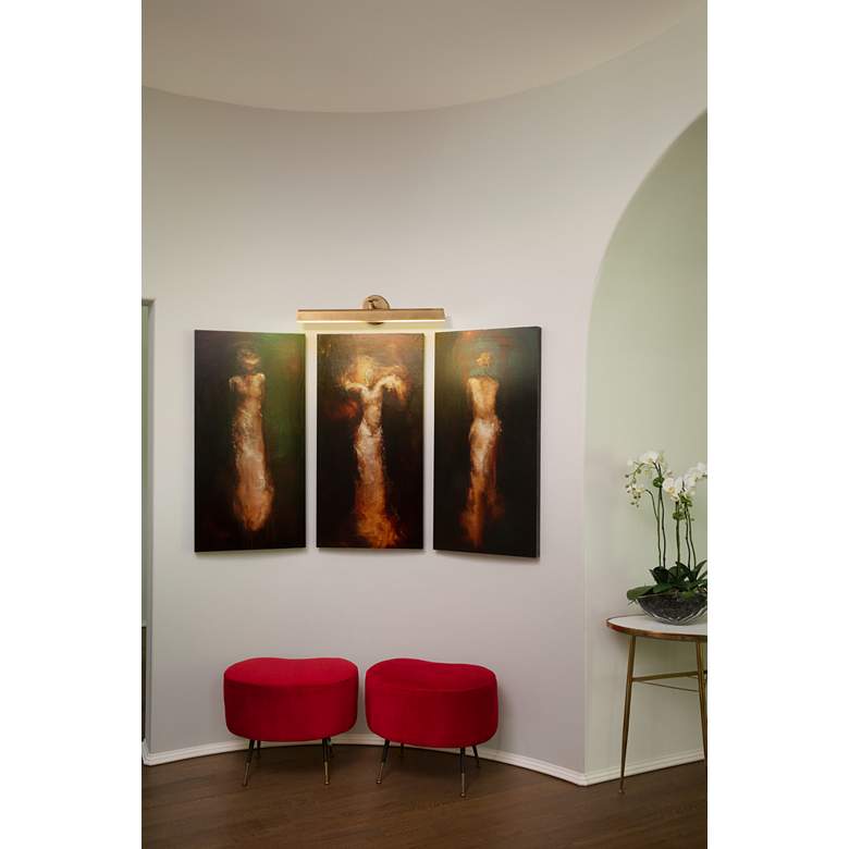Image 1 Hinkley Arti 7 1/4"H 2-Light Heritage Brass LED Wall Sconce in scene