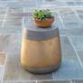 Aries 16 1/4" High Gold Concrete Indoor-Outdoor Side Table in scene