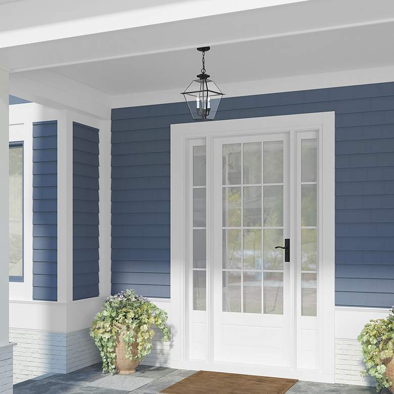 Image 1 Westover 19" High Black 3-Light Outdoor Hanging Light in scene