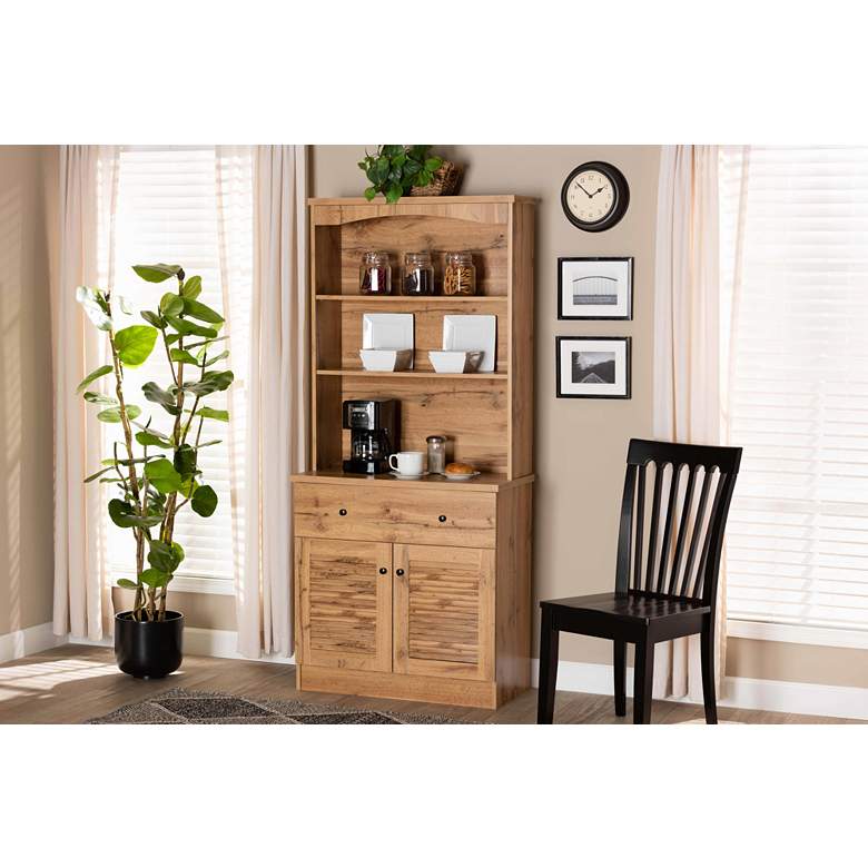 Image 1 Baxton Studio Agni 31 1/2" Wide Oak Brown 2-Door Hutch Cabinet in scene