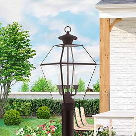 Image1 of Westover 22" High Bronze Finish Clear Glass Outdoor Lantern Post Light in scene