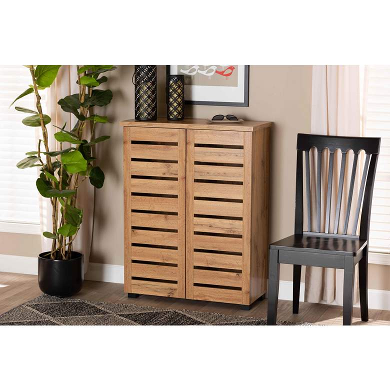 Image 1 Baxton Studio Adalwin 30 1/4"W Oak Brown 2-Door Shoe Cabinet in scene
