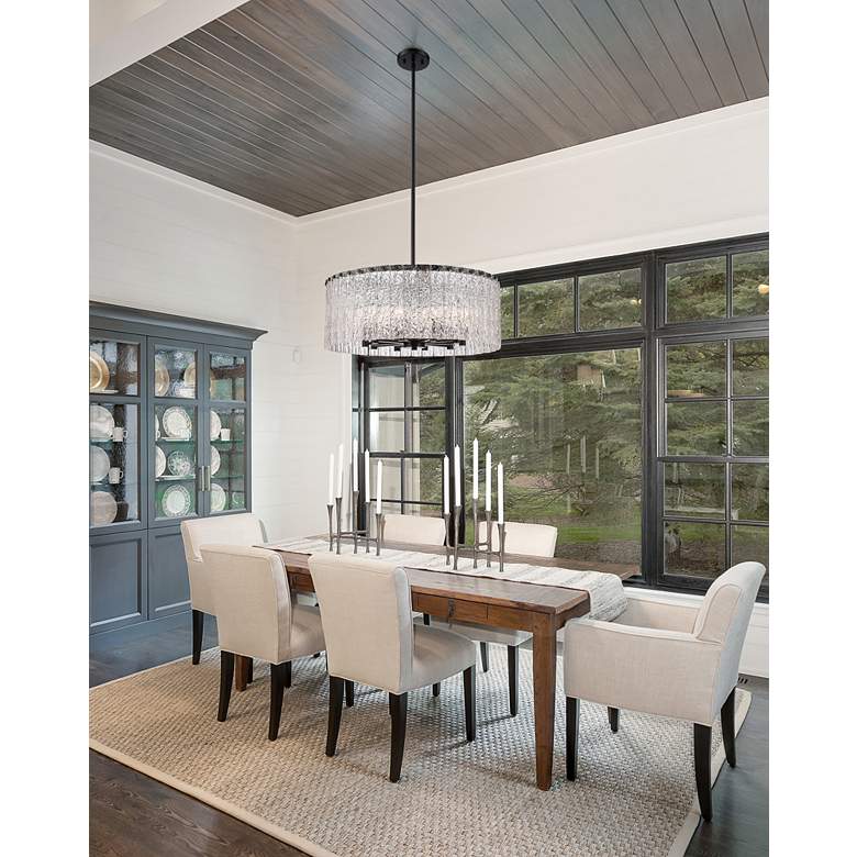 Image 1 Z-Lite Glacier 26 3/4" Wide Matte Black Steel 10-Light Pendant in scene