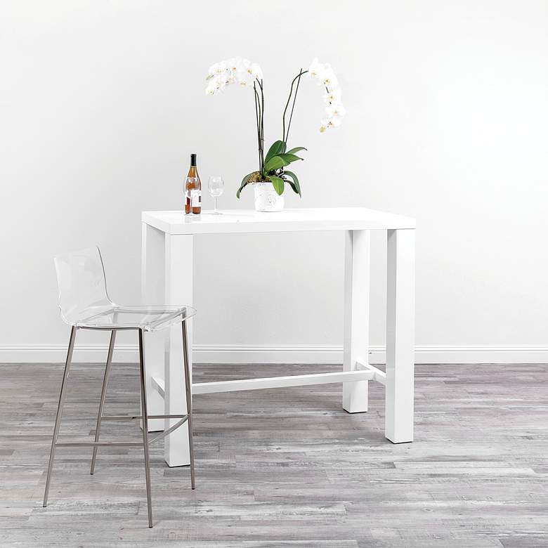 Image 1 Abby 47" Wide Gloss White Bar Table in scene