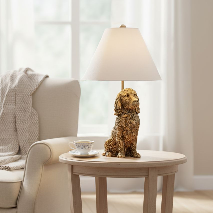 Image 1 Possini Euro Ellington 19" High Antique Brass Dog Statue Accent Lamp in scene