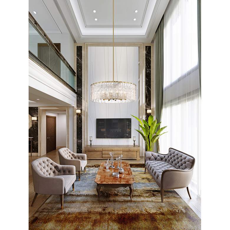 Image 1 Z-Lite Glacier 32 1/2" Modern Gold 12-Light Textured Glass Pendant in scene