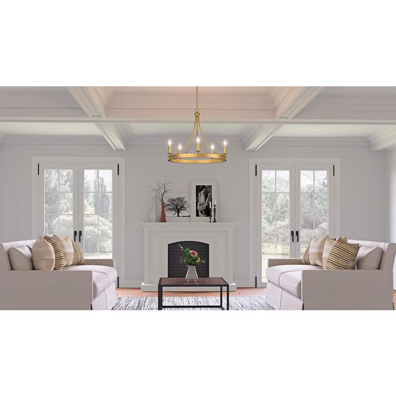 Image 1 Quoizel Aspyn 26" Wide Light Gold 5-Light Candelabra Ring Chandelier in scene