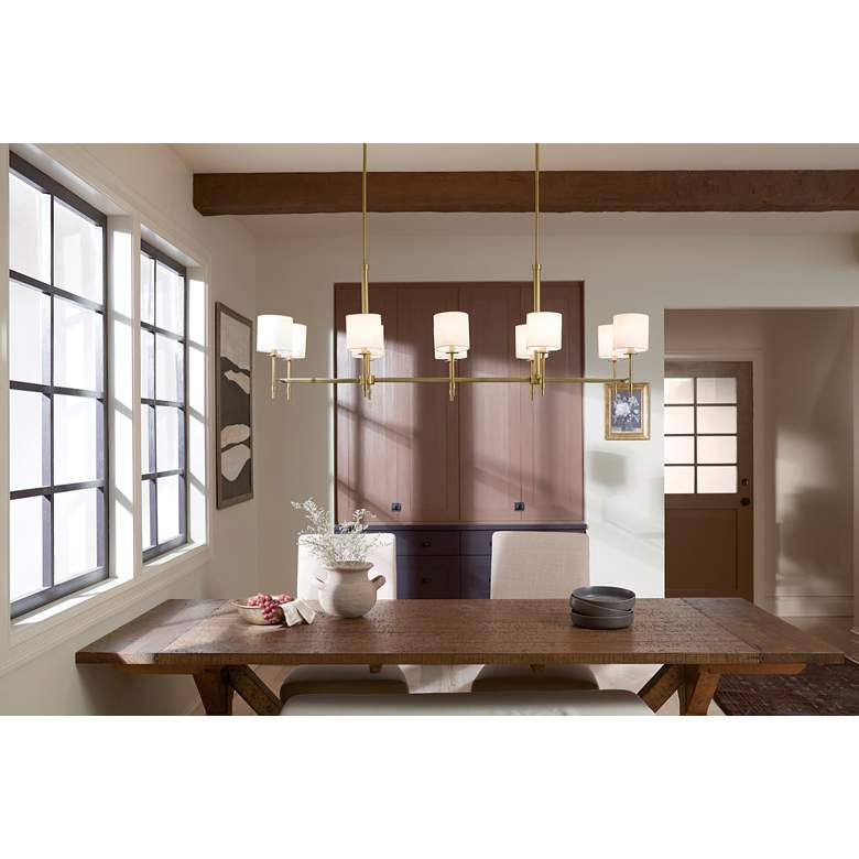 Image 1 Ali 56 1/2" Wide Natural Brass 10-Light Linear Chandelier in scene