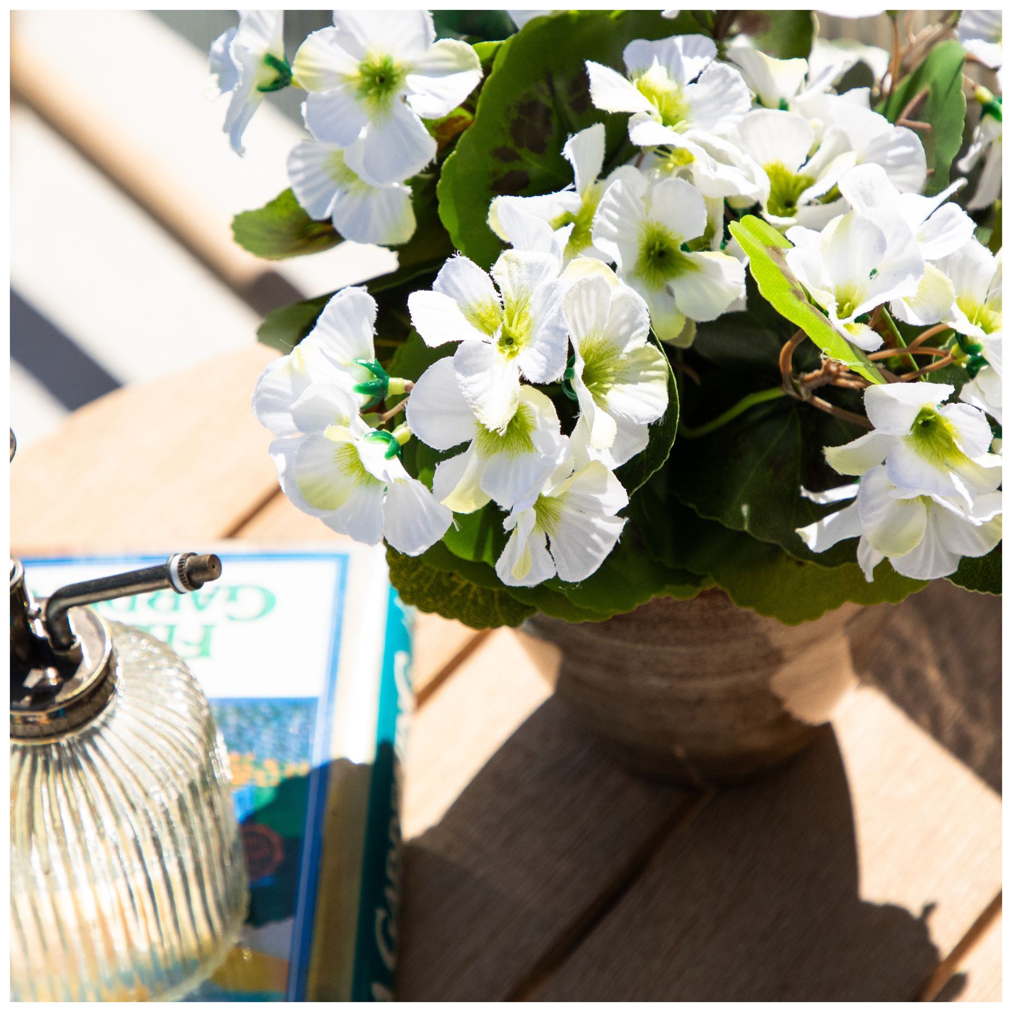 Image 6 11in. UV Resistant Artificial Geranium in Ceramic Planter (Indoor/Outdoor) more views