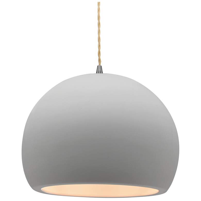 Image 1 12.25"W Bisque Frame Matte Black Large Globe Beige Twisted Cord LED Pe