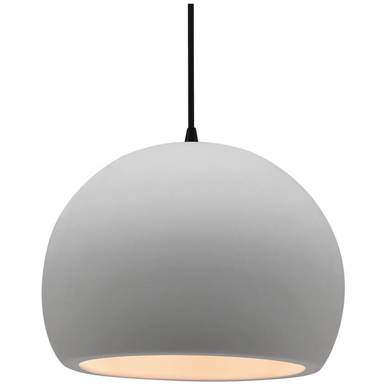 Image 1 12.25"W Bisque Frame Matte Black Large Globe Black Cord LED Pendant