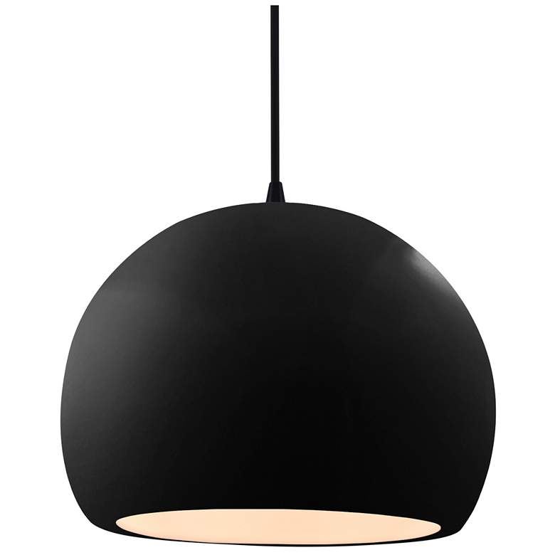 Image 1 12.25"W Black/White Frame Matte Black Large Globe Black Cord LED Penda