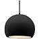 12.25"W Carbon Frame Matte Black Large Globe Black Cord LED Pendant