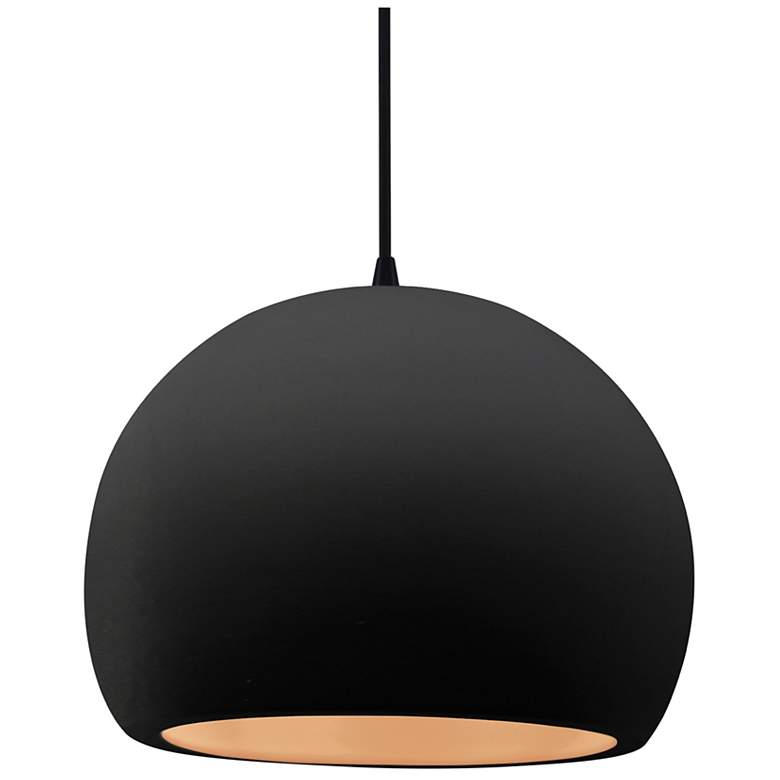 Image 1 12.25"W Carbon/Gold Frame Matte Black Large Globe Black Cord LED Penda