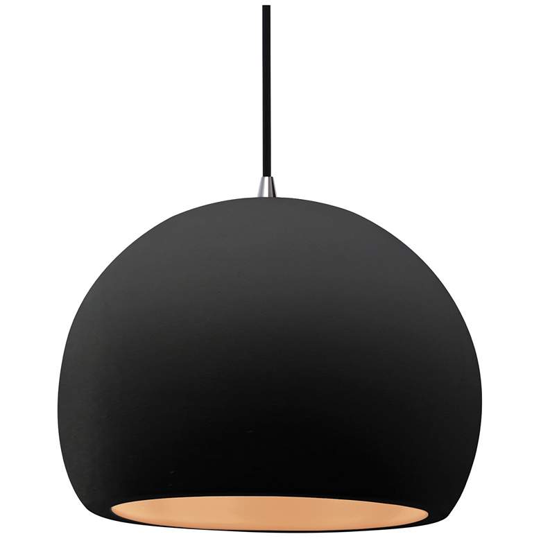 Image 1 12.25"W Carbon/Gold Frame Nickel Large Globe Black Cord LED Pendant