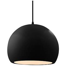 Image1 of 12.25"W Gloss Black Frame Matte Black Large Globe Black Cord Pendant