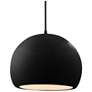 Thumbnail1 of 12.25"W Gloss Black Frame Matte Black Large Globe Black Cord Pendant