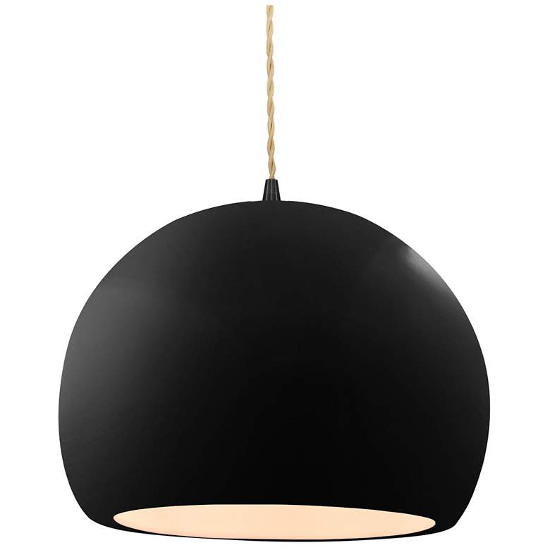 Image 1 12.25"W Gloss Black/White Frame Matte Black Large Globe Cord LED Penda