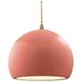 1_12.25"W Gloss Blush Frame Antique Brass Large Globe Beige Twisted Pend