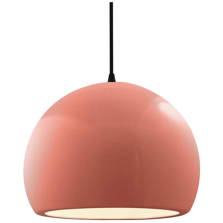 Image 1 12.25"W Gloss Blush Frame Matte Black Large Globe Black Cord LED Penda