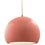 1_12.25"W Gloss Blush Frame Nickel Large Globe Beige Twisted Cord LED Pe