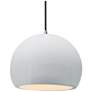 1_12.25"W Gloss White Sided Frame Nickel Large Globe Black Cord LED Pend