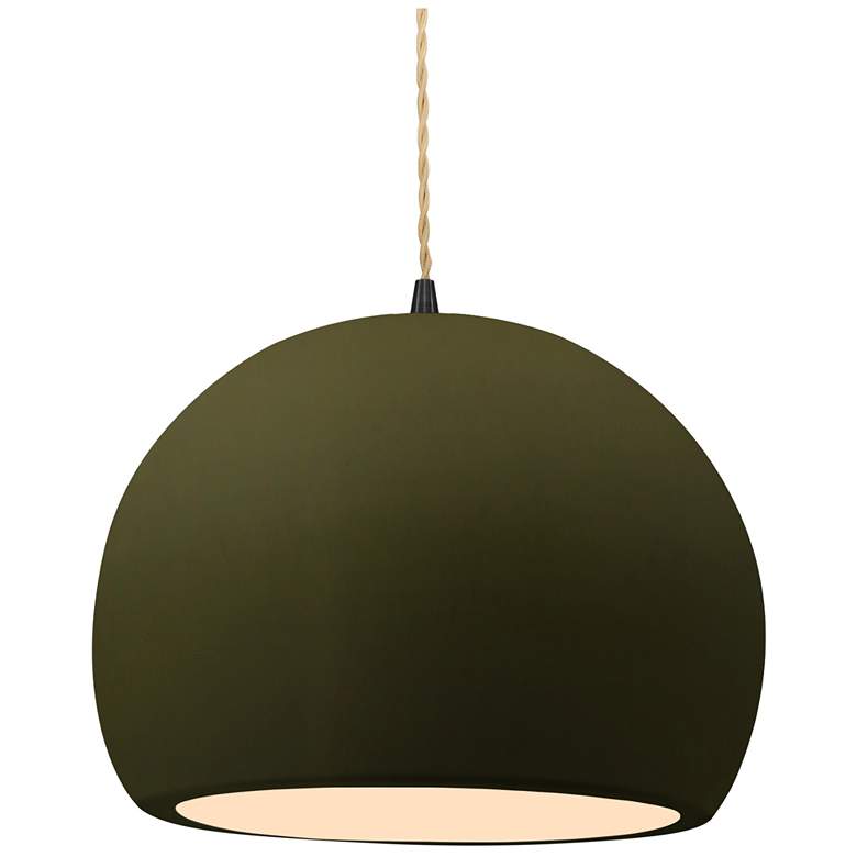 Image 1 12.25"W Matte Green Frame Matte Black Large Globe Twisted Cord LED Pen