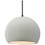 1_12.25"W Matte White Frame Matte Black Large Globe Black Cord Pendant