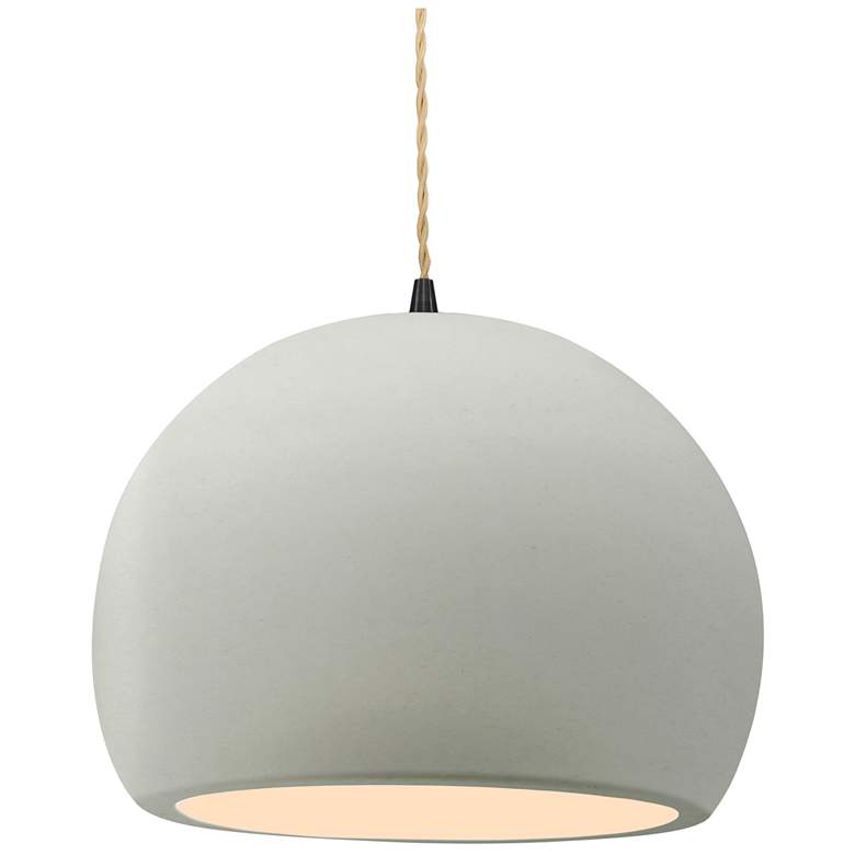Image 1 12.25"W Matte White Frame Matte Black Large Globe Twisted Cord Pendant
