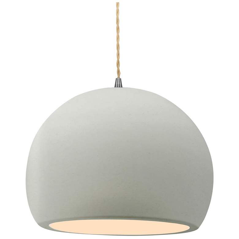 Image 1 12.25"W Matte White Frame Nickel Large Globe Beige Twisted Cord LED Pe