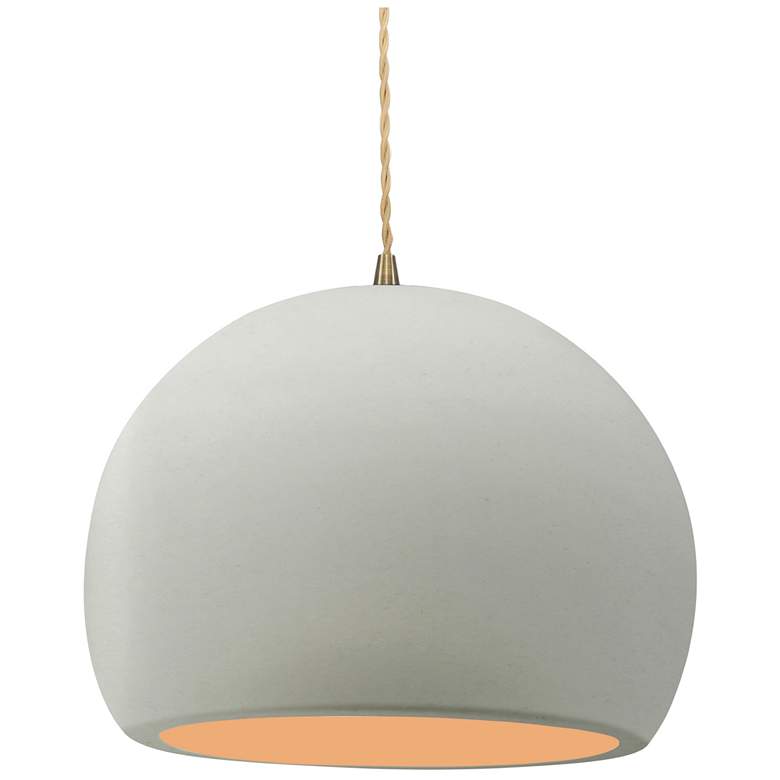 Image 1 12.25"W Matte White/Gold Frame Antique Brass Large Globe Cord LED Pend