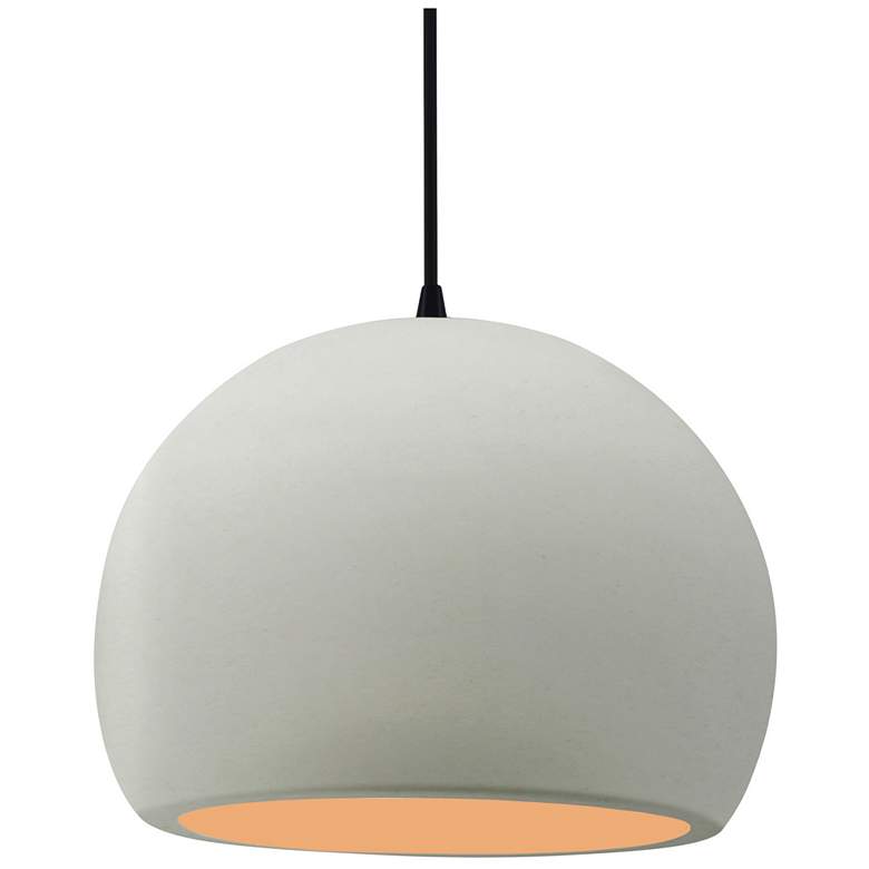 Image 1 12.25"W Matte White/Gold Frame Black Large Globe Black Cord LED Pendan