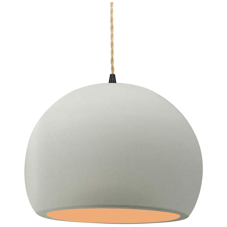 Image 1 12.25"W Matte White/Gold Frame Matte Black Large Globe Cord LED Pendan