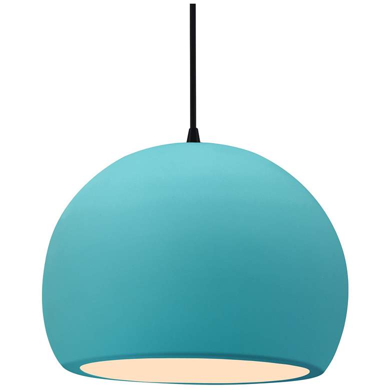 Image 1 12.25"W Pool Frame Matte Black Large Globe Black Cord LED Pendant