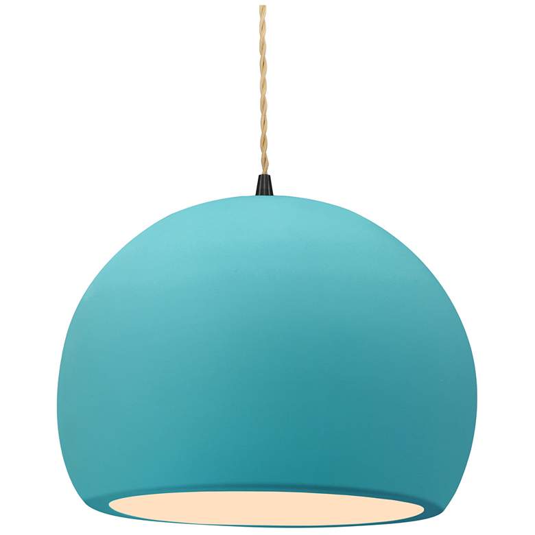 Image 1 12.25"W Reflecting Pool Frame Matte Black Large Globe Cord LED Pendant