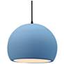 Thumbnail1 of 12.25"W Sky Blue Frame Matte Black Large Globe Black Cord LED Pendant