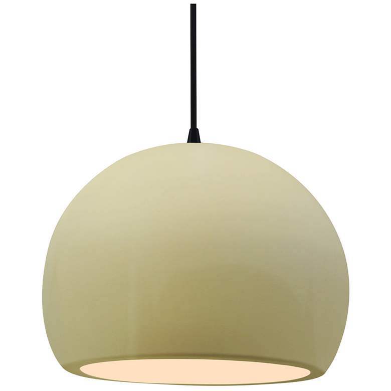 Image 1 12.25"W Vanilla Gloss Frame Matte Black Large Globe Black Cord Pendant
