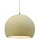 12.25"W Vanilla Gloss Frame Nickel Large Globe Beige Twisted Cord Pend