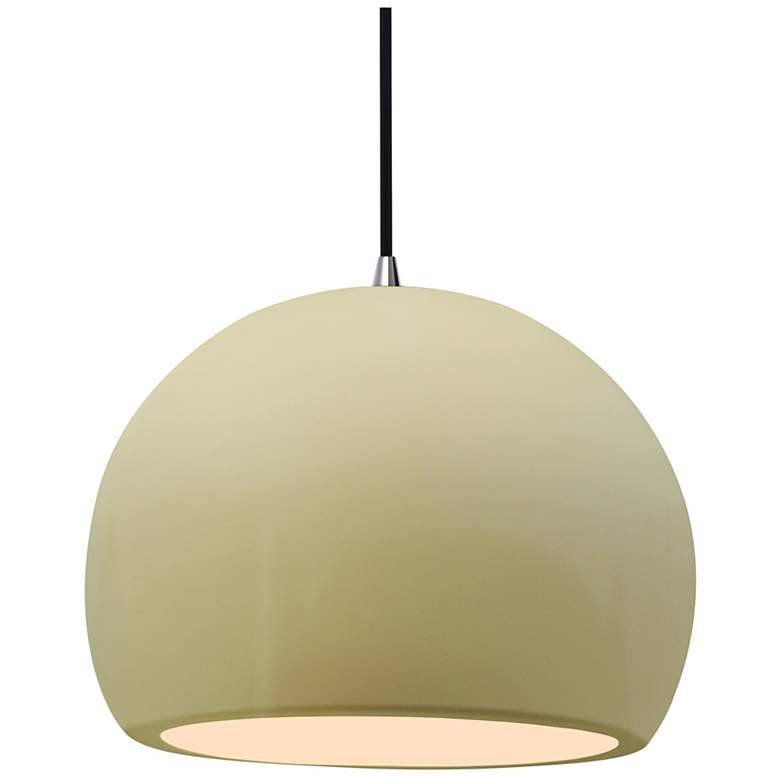 Image 1 12.25"W Vanilla Gloss Frame Nickel Large Globe Black Cord LED Pendant