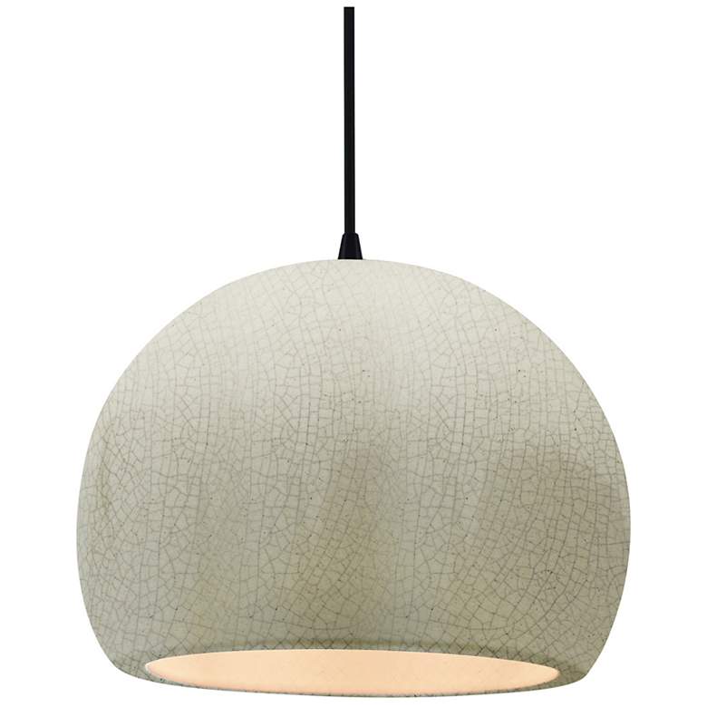 Image 1 12.25"W White Crackle Frame Matte Black Large Globe Black Cord LED Pen
