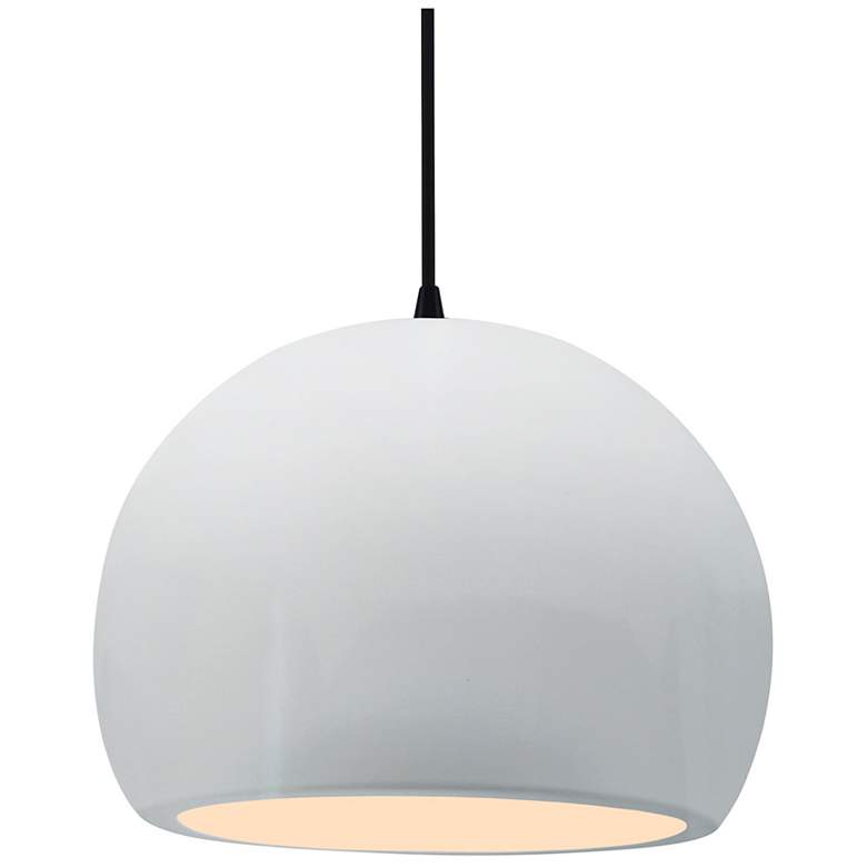 Image 1 12.25"W White Sided Frame Matte Black Large Globe Black Cord LED Penda