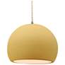 1_12.25"W Yellow Frame Nickel Large Globe Beige Twisted Cord LED Pendant