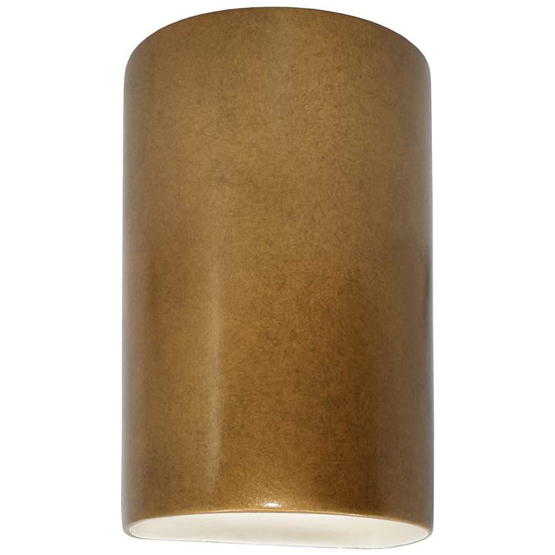 Image 1 12.5 inch Ceramic Cylinder ADA Gold LED Outdoor Sconce
