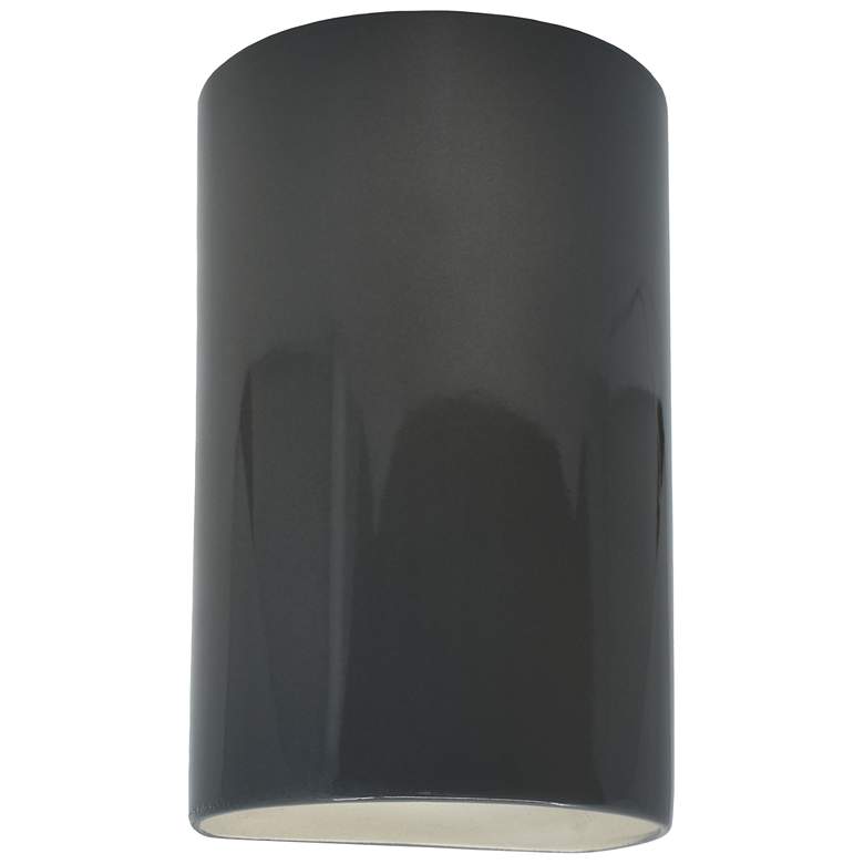 Image 1 12.5 inch Ceramic Cylinder ADA Grey LED Outdoor Sconce