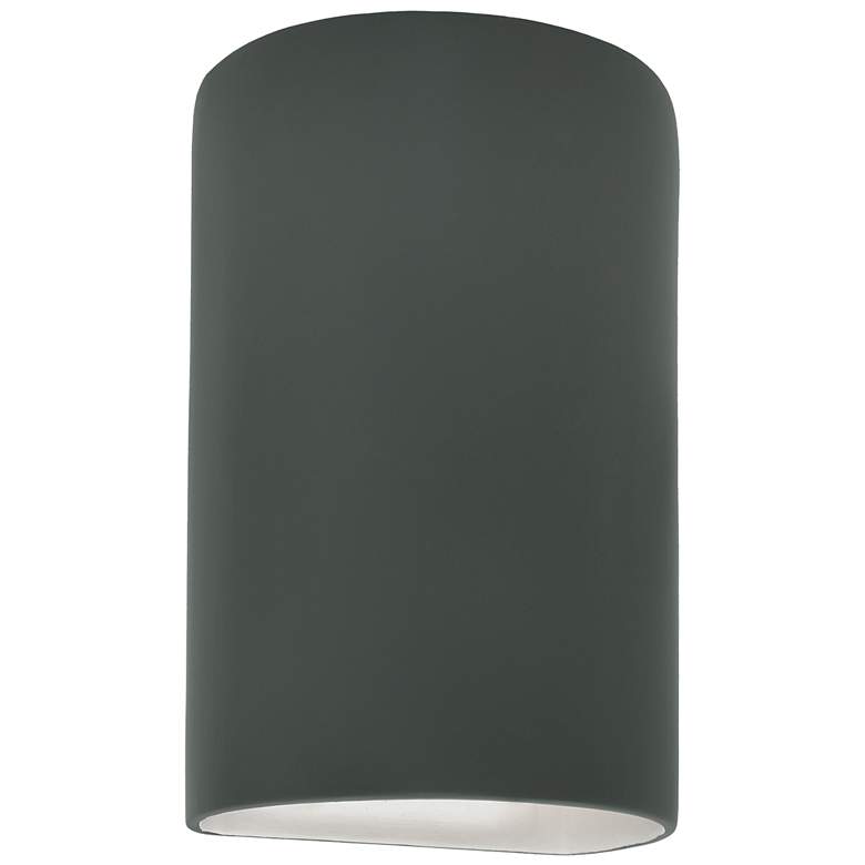 Image 1 12.5 inch Ceramic Cylinder ADA Pewter Green LED Outdoor Sconce