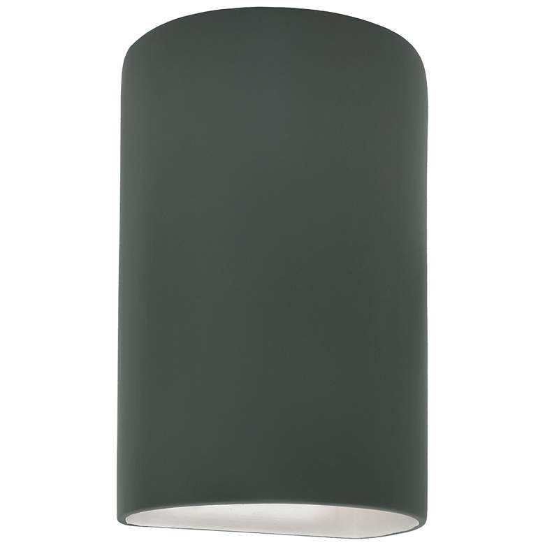 Image 1 12.5" Ceramic Cylinder ADA Pewter Green LED Outdoor Sconce
