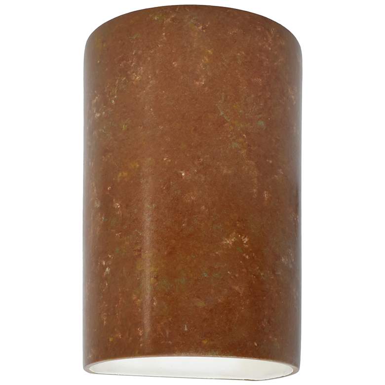 Image 1 12.5 inch Ceramic Cylinder ADA Rust Patina LED Outdoor Sconce