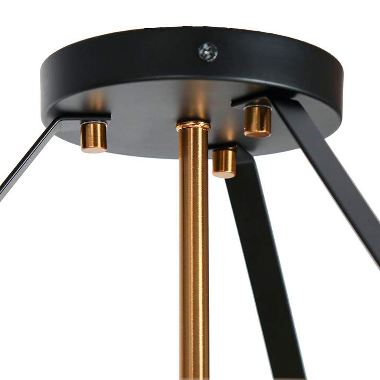 Image 3 12.5" Wide 2-Light Black Brass Drum Seeded Glass Ceiling Light more views
