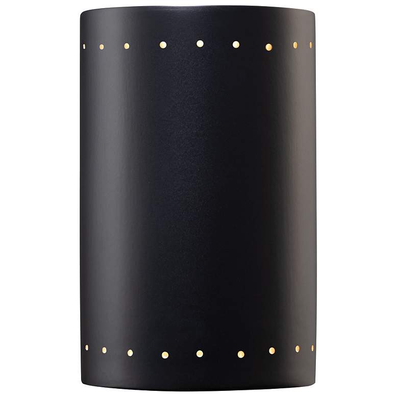 Image 1 12.5"H Closed Top Carbon Large Cylinder Perfs ADA Outdoor LED Sconce